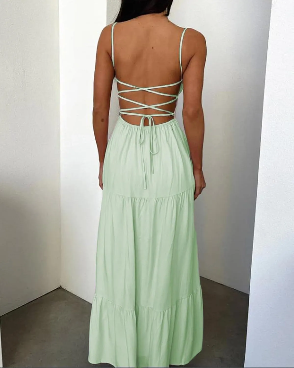 Women Y2k Bodycon Maxi Dress Open Back Flowy Long Dress Low Cut Spaghetti Strap Sundress Summer Sexy Clubwear