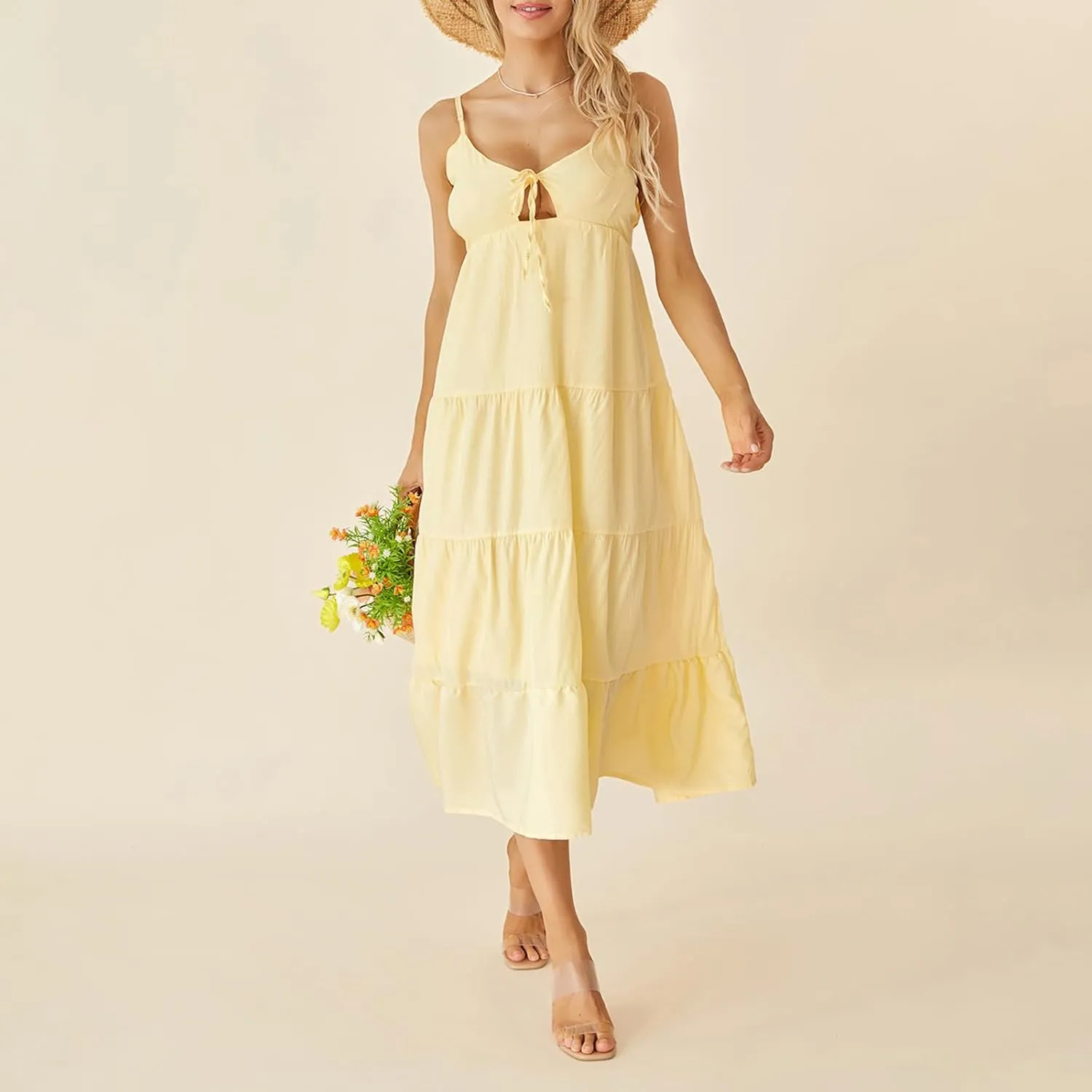 Women Y2k Bodycon Maxi Dress Open Back Flowy Long Dress Low Cut Spaghetti Strap Sundress Summer Sexy Clubwear