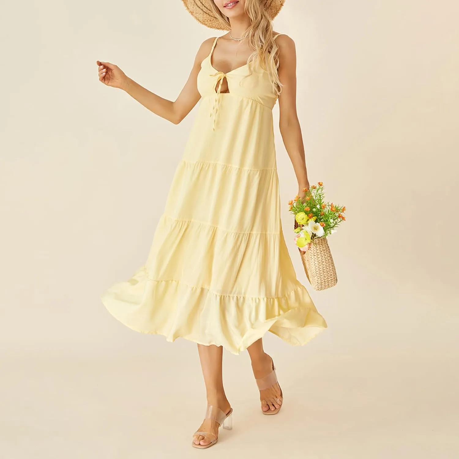 Women Y2k Bodycon Maxi Dress Open Back Flowy Long Dress Low Cut Spaghetti Strap Sundress Summer Sexy Clubwear