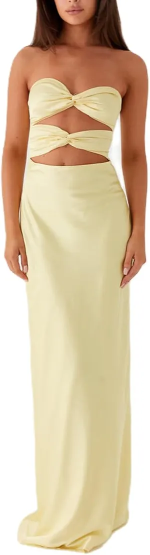 Women Y2k Floral Cut Out Maxi Bodycon Dress Hollow Out Silk Satin Long Beach Formal Dresses Summer Sundress