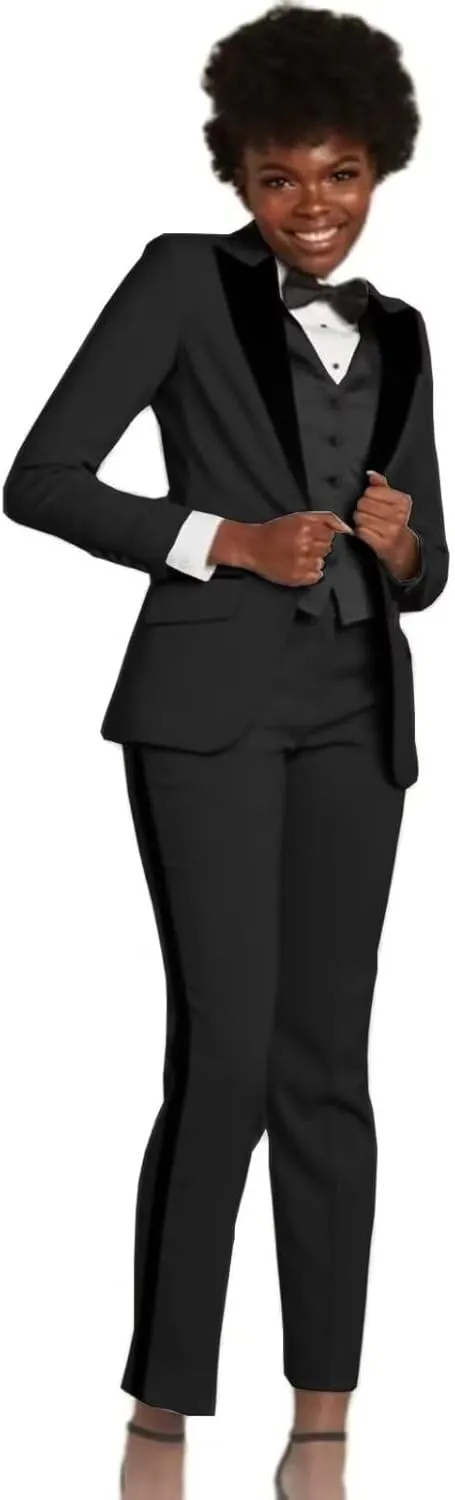 Women's 3 Piece Suit Business Slim Formal Work Wear Office Pants Set Lady Tuxedo Blazer Pants Vest