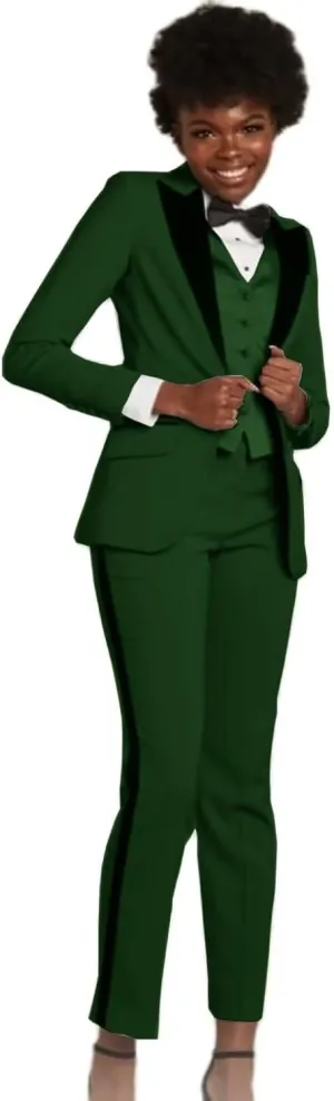 Women's 3 Piece Suit Business Slim Formal Work Wear Office Pants Set Lady Tuxedo Blazer Pants Vest