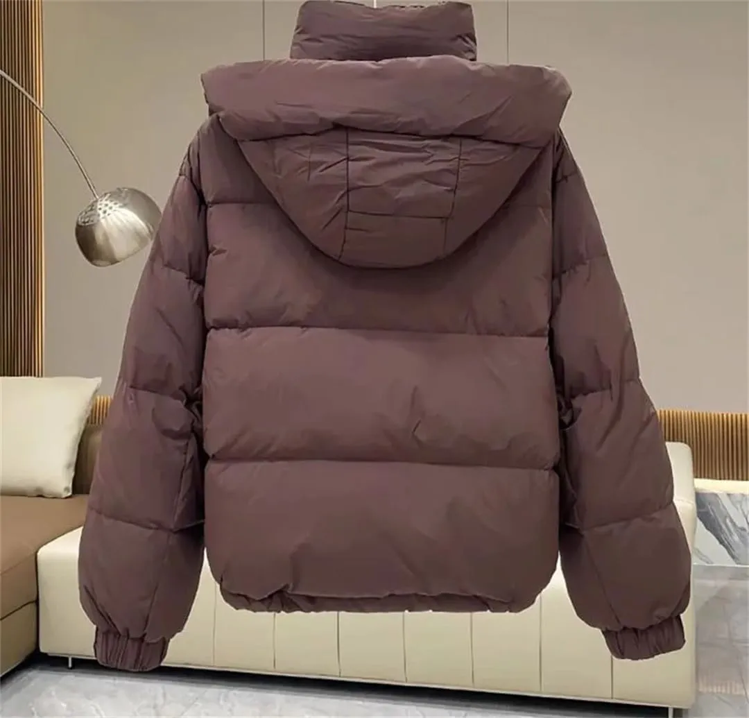 Women's Autumn Winter Down Cotton Jacket Women's Cotton-Padded Thicken Warm Hooded Parkas Short Coat