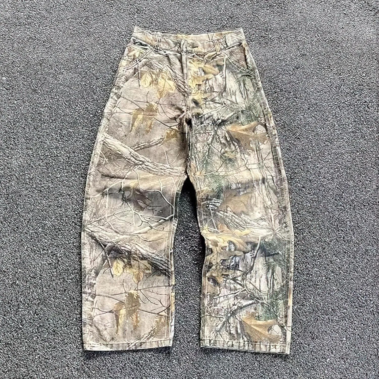 Women's Camo Cargo Pants Y2k Maple Leaf Print High Waist Baggy Camouflage Pants Loose Army Cargo Joggers Sweatpants