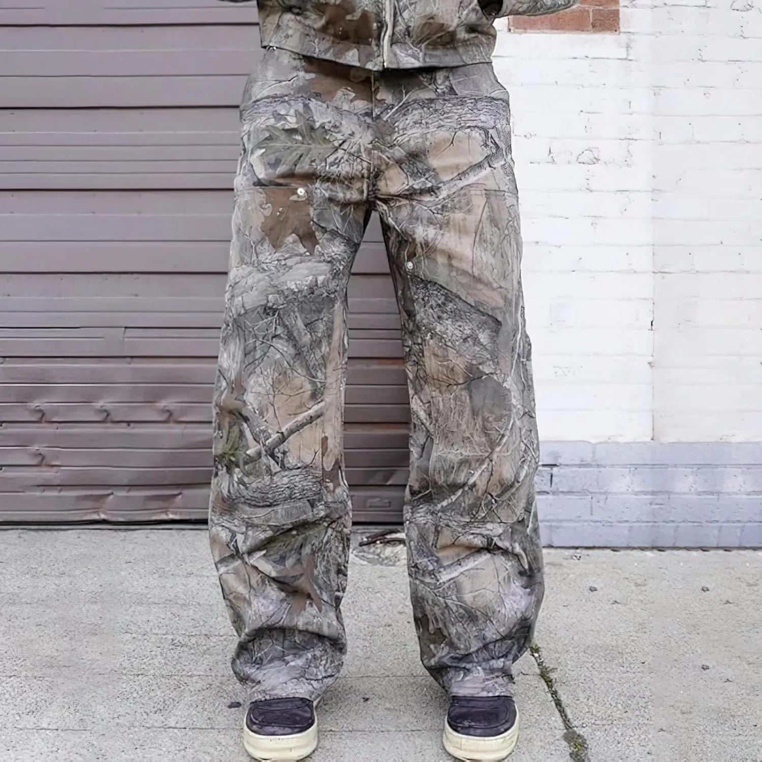 Women's Camo Cargo Pants Y2k Maple Leaf Print High Waist Baggy Camouflage Pants Loose Army Cargo Joggers Sweatpants