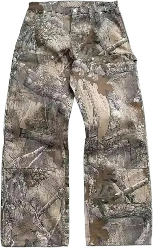 Women's Camo Cargo Pants Y2k Maple Leaf Print High Waist Baggy Camouflage Pants Loose Army Cargo Joggers Sweatpants