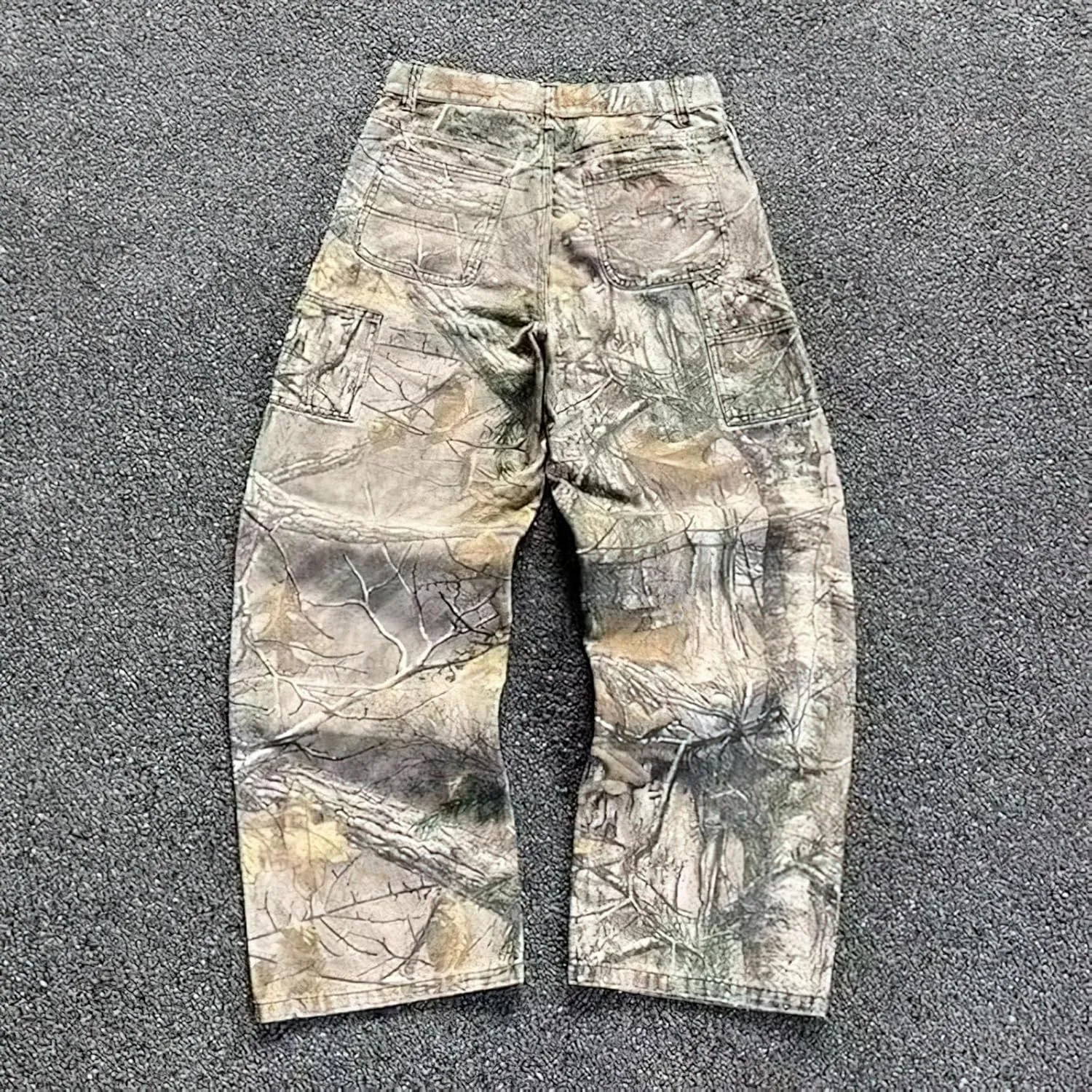 Women's Camo Cargo Pants Y2k Maple Leaf Print High Waist Baggy Camouflage Pants Loose Army Cargo Joggers Sweatpants