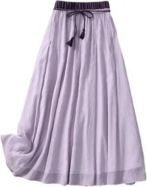 Women's Casual High Waist Skirt Solid Color Lace Mid-Length Pleated Skirt
