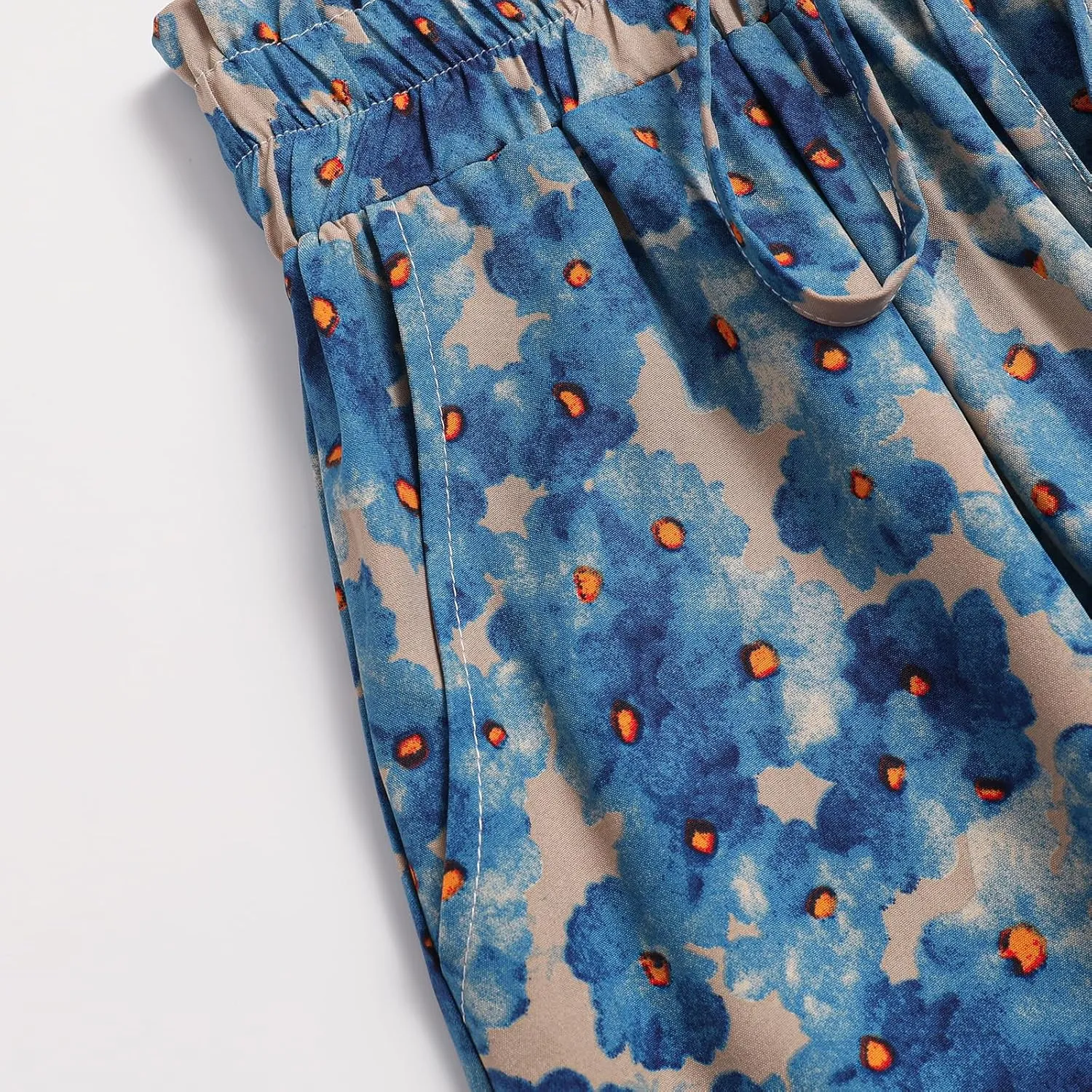 Women's Elastic Waist Skirt in Spring Summer and Autumn Leisure Printing Pocket High Waist Skirt