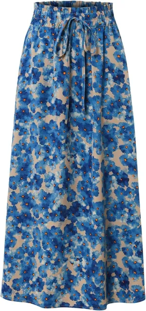 Women's Elastic Waist Skirt in Spring Summer and Autumn Leisure Printing Pocket High Waist Skirt