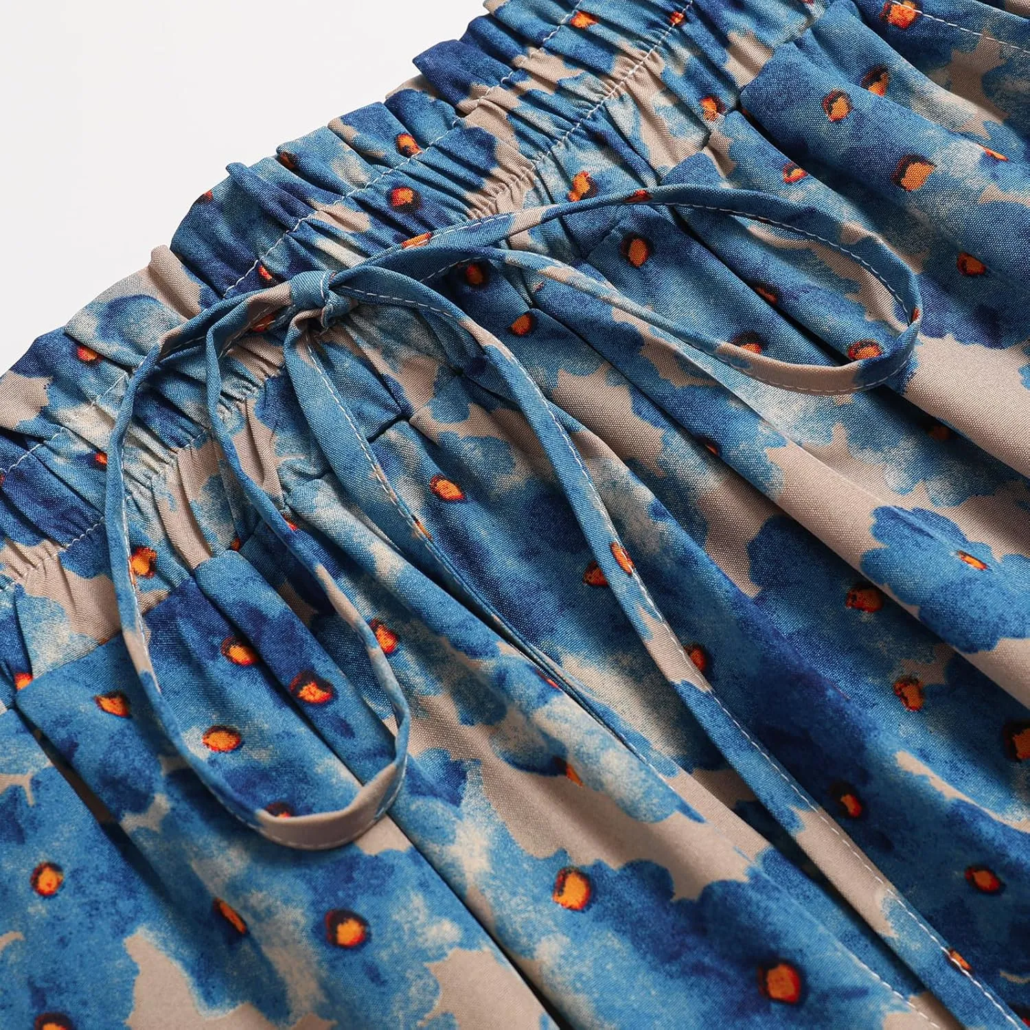 Women's Elastic Waist Skirt in Spring Summer and Autumn Leisure Printing Pocket High Waist Skirt