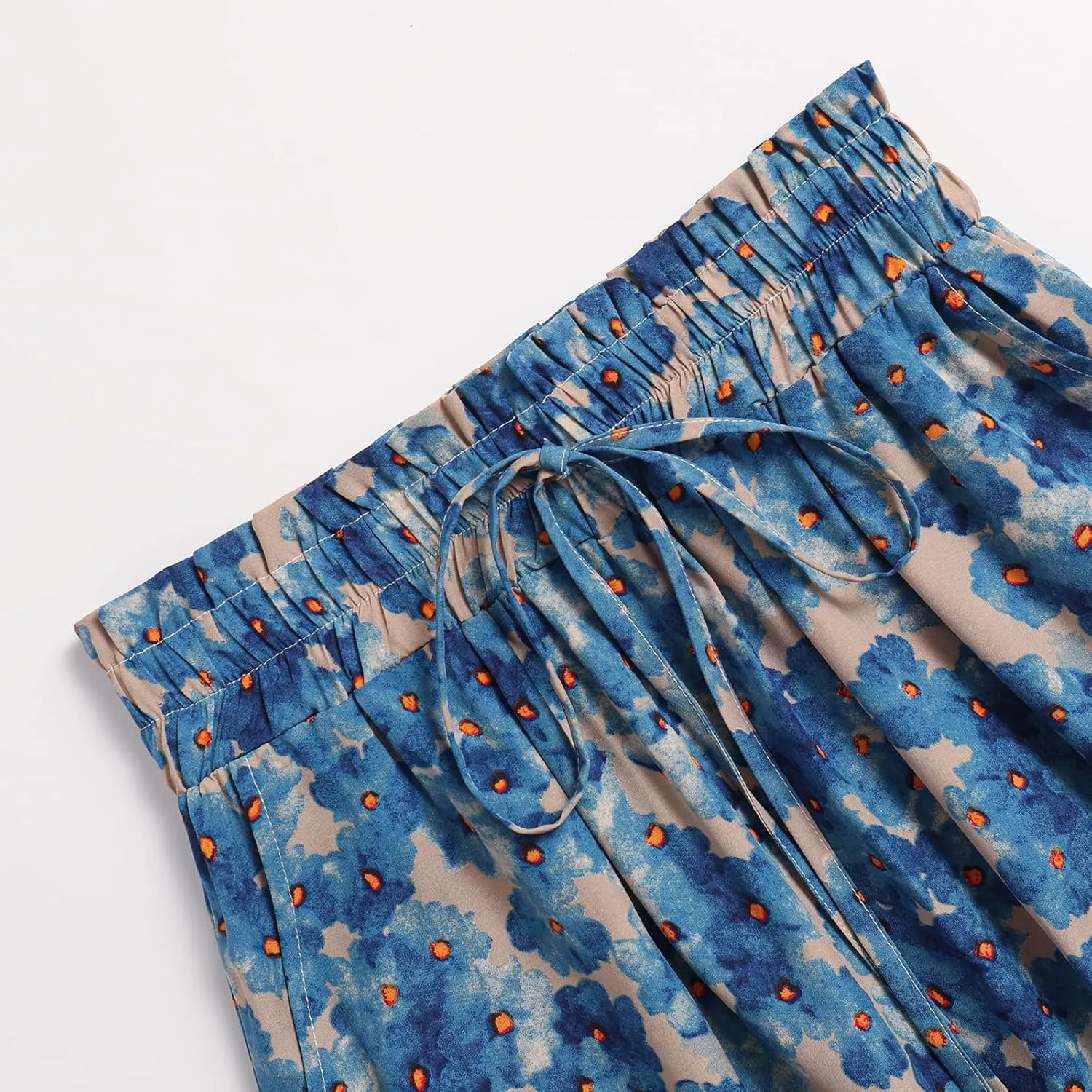 Women's Elastic Waist Skirt in Spring Summer and Autumn Leisure Printing Pocket High Waist Skirt