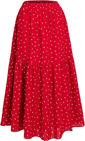 Women's Elastic Waist Skirt in Spring Summer Autumn and Winter Big Pleated Skirt with Pockets