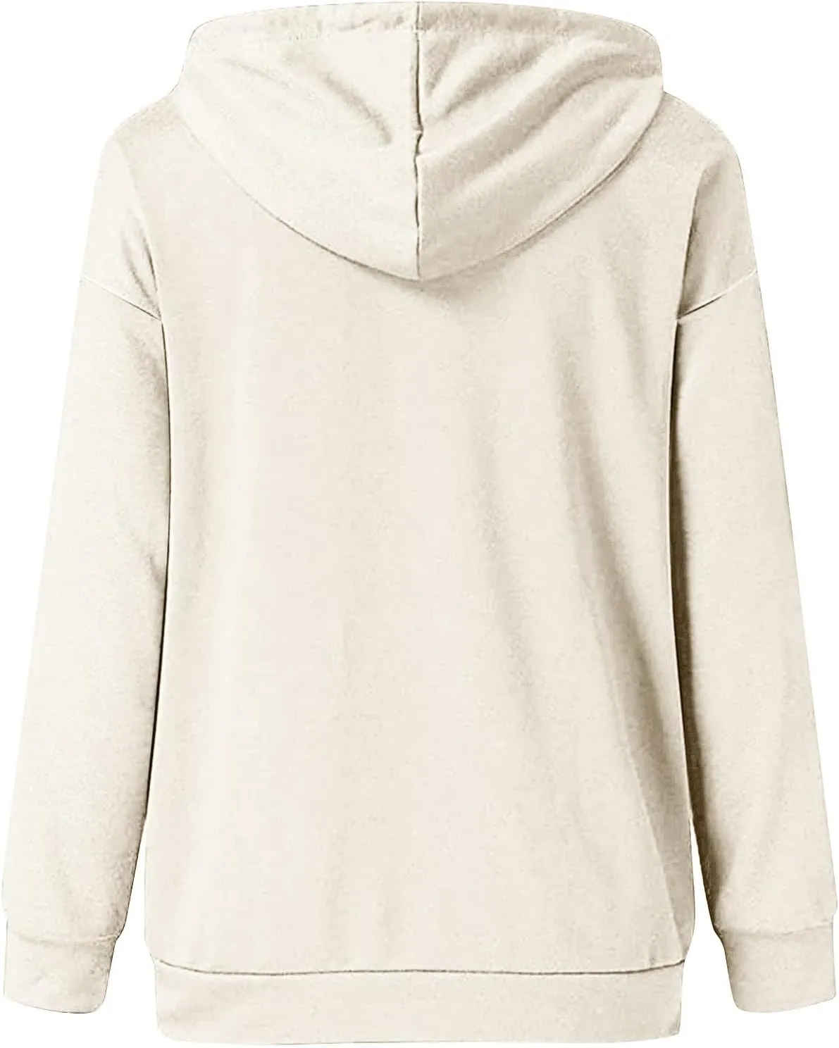 Womens Fashion Hoodies Long Sleeve Button Sweatshirts V Neck Drawstring Shirts Comfy Casual Plain Tops with Pockets