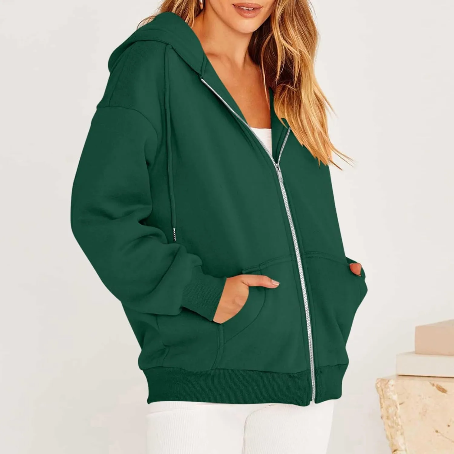 Women's Full Zip Up Hoodie Long Sleeve Hooded Sweatshirts Casual Fall Jacket Coat 2024 Fashion Outfits