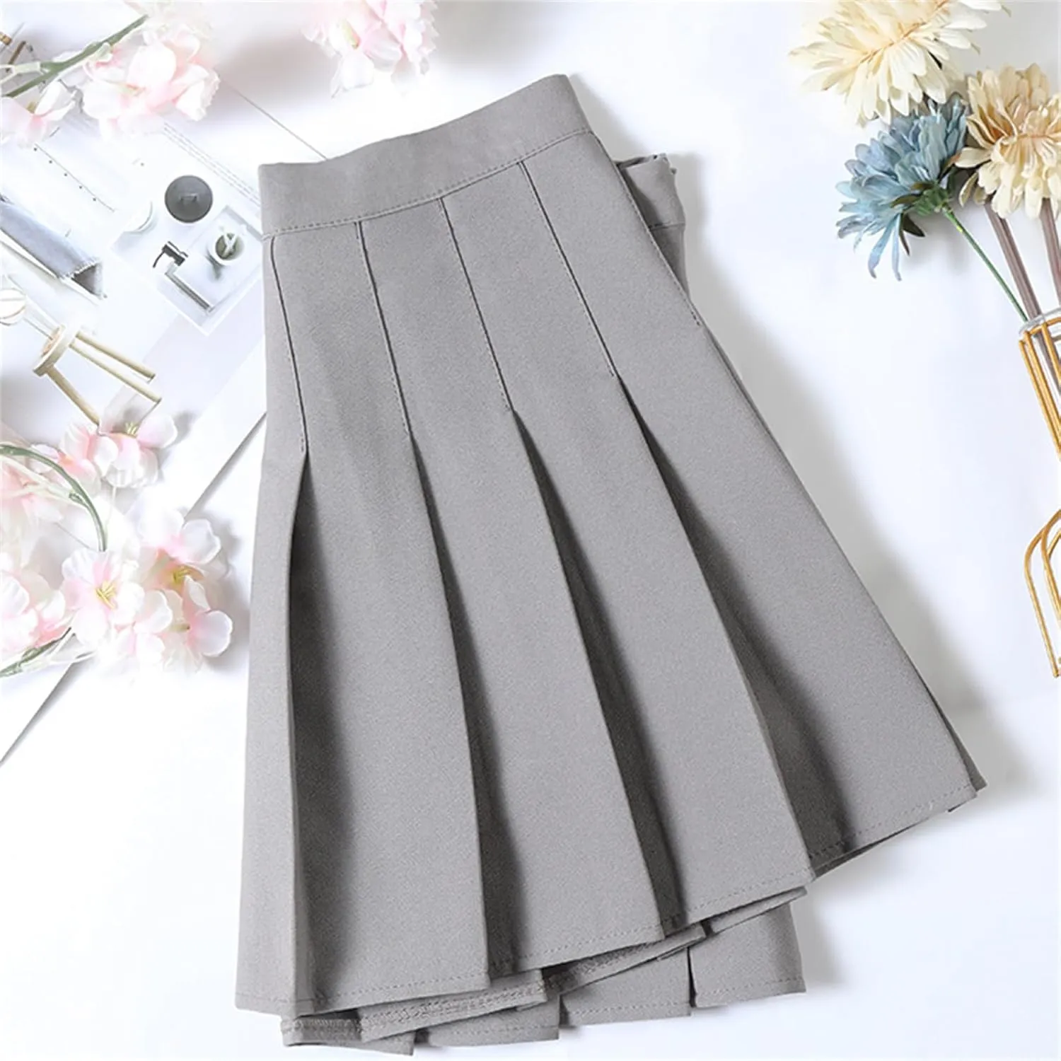 Women's High Waist A-Line Mini Pleated Skirt with Shorts for Spring and Summer Girls' Clothes
