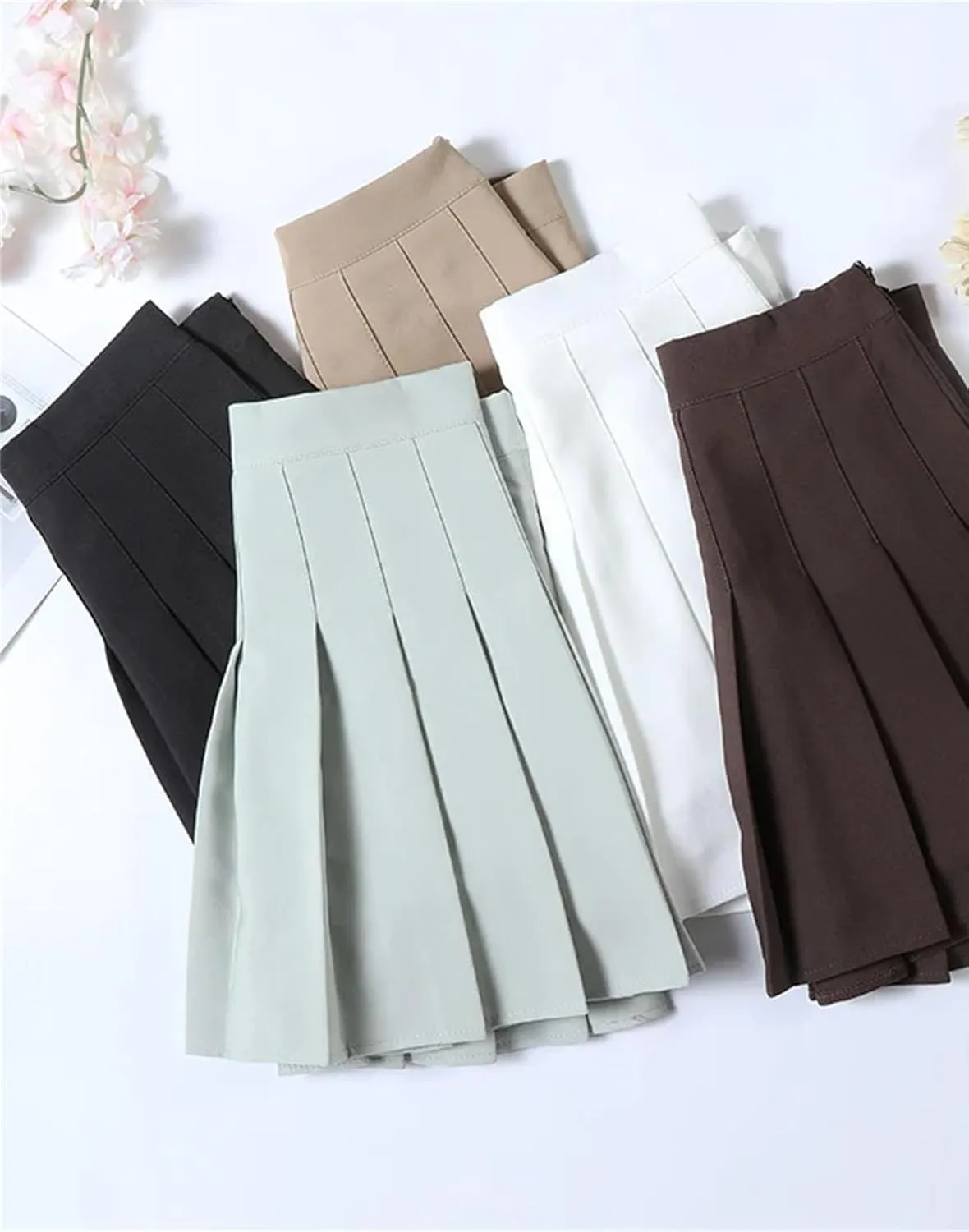 Women's High Waist A Line Mini Skirt Summer Solid Color Pleated Skirt Holiday Beach Skirt