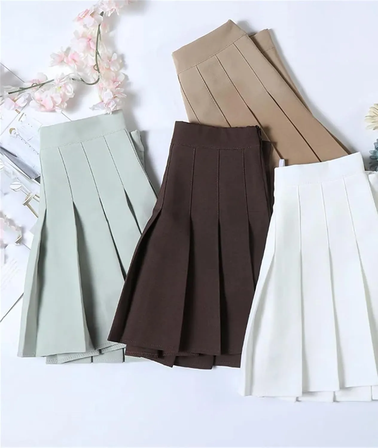 Women's High Waist A Line Mini Skirt Summer Solid Color Pleated Skirt Holiday Beach Skirt