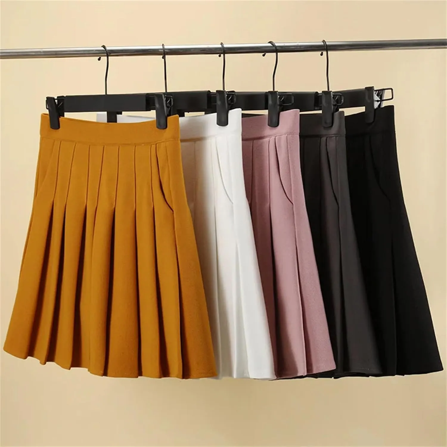 Women's High Waist Harajuku Mini Pleated Skirt Summer Ruffle Bodycon Casual A-Line Short Skirt