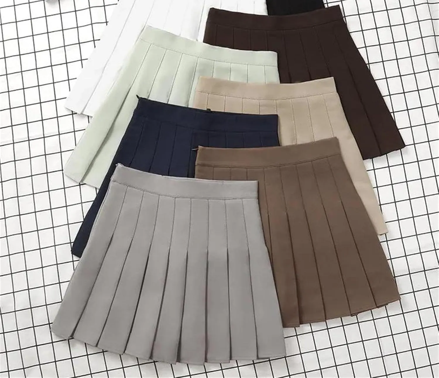 Women's High Waist Harajuku Mini Pleated Skirt Summer Ruffle Bodycon Casual A-Line Short Skirt