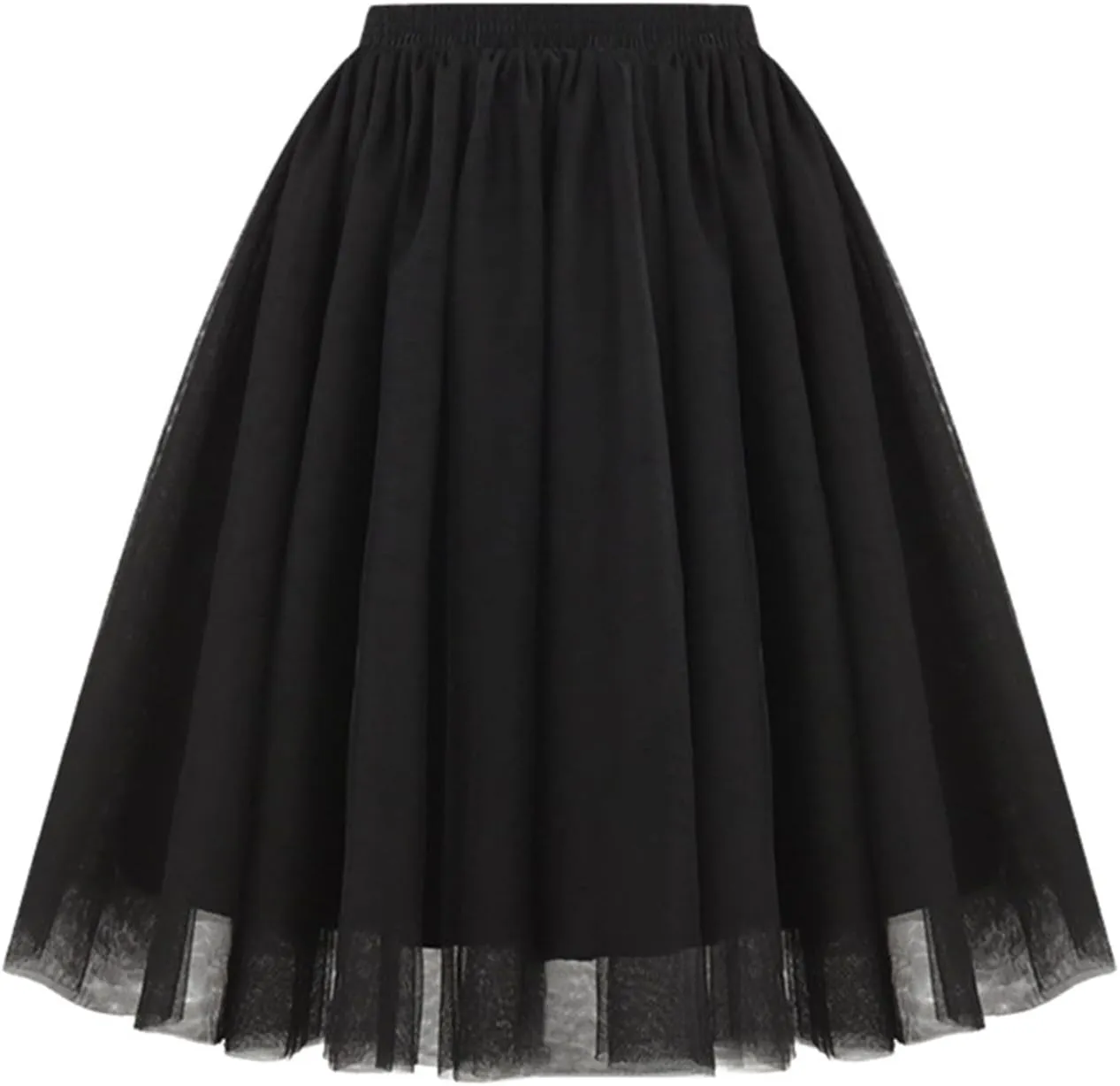 Womens High Waist Pleated Mesh Skirt Loose Soft Drape Mid Length Skirts Tulle Bubble Tutu Skirt 2025 Trendy Clothes