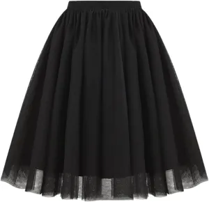 Womens High Waist Pleated Mesh Skirt Loose Soft Drape Mid Length Skirts Tulle Bubble Tutu Skirt 2025 Trendy Clothes