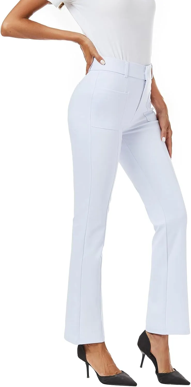 Women's High Waist Stretchy Bootcut Dress Work Slacks Pants with Pockets