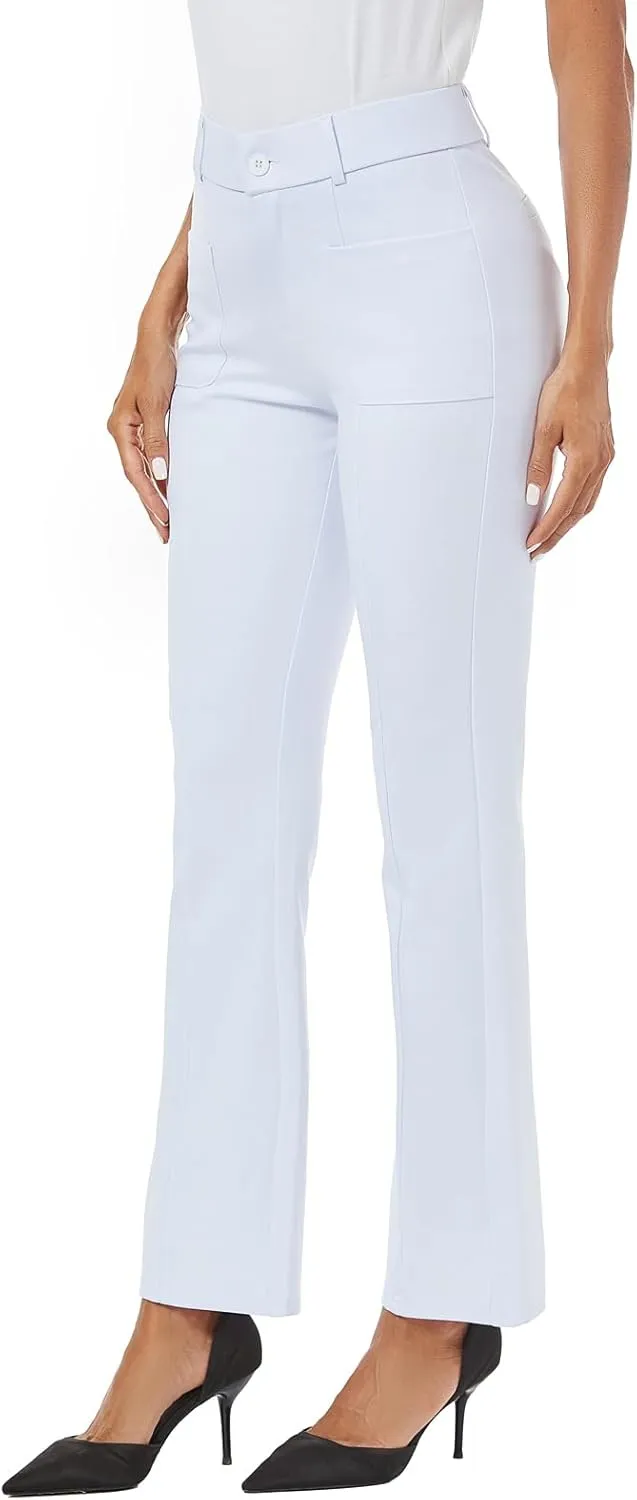 Women's High Waist Stretchy Bootcut Dress Work Slacks Pants with Pockets
