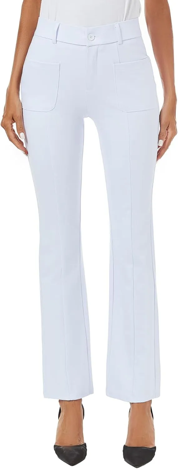 Women's High Waist Stretchy Bootcut Dress Work Slacks Pants with Pockets