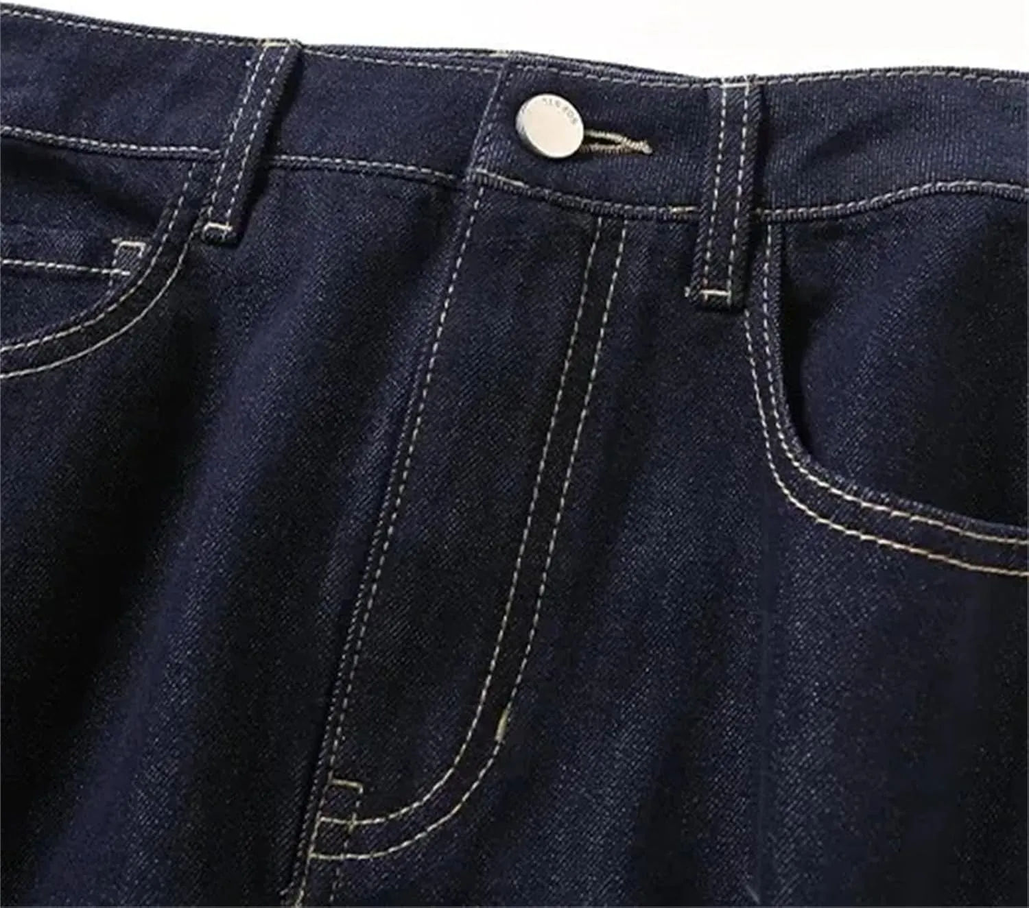 Women's High-Waisted A-Line Slimming Denim Skirt  Straight-Leg Summer Split Pockets Midi Jean Skirt Casual Stretch