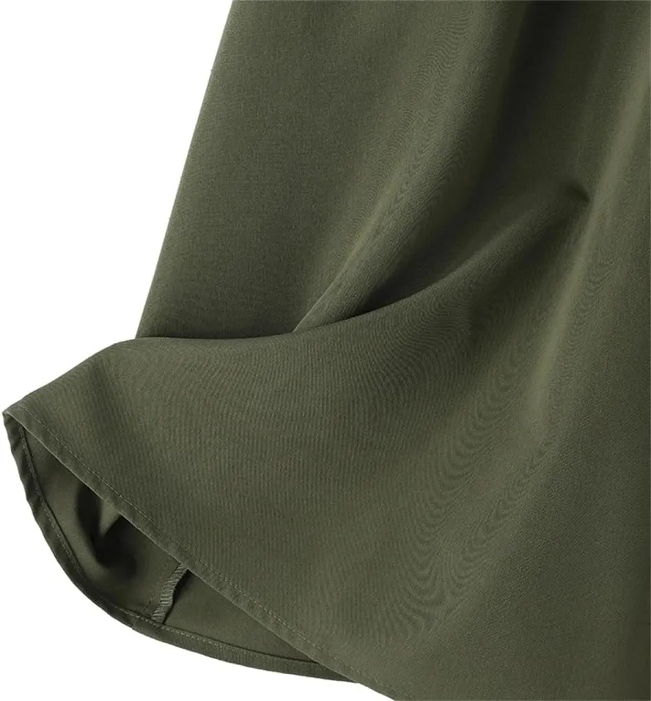Women's High Waisted Double Breasted A-Line Skirt Solid Color Casual Loose Plus Size Office Long Skirt