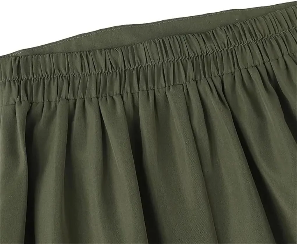 Women's High Waisted Double Breasted A-Line Skirt Solid Color Casual Loose Plus Size Office Long Skirt