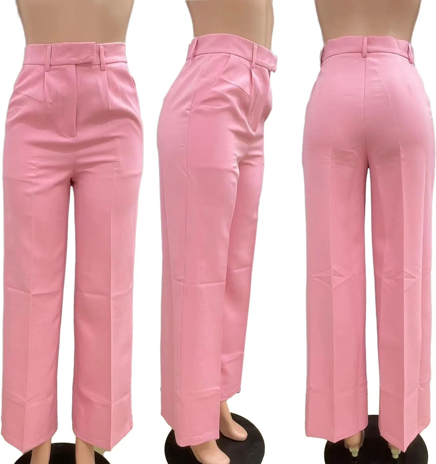 Women's High Waisted Dress Pants Stretchy Business Casual Pants Straight Leg Work Trousers with Pockets