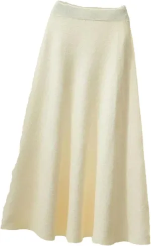 Women's High-Waisted Medium-Length Knit Skirt Wide Pleated A- Line Skirts Pleated Knit Midi Skirts
