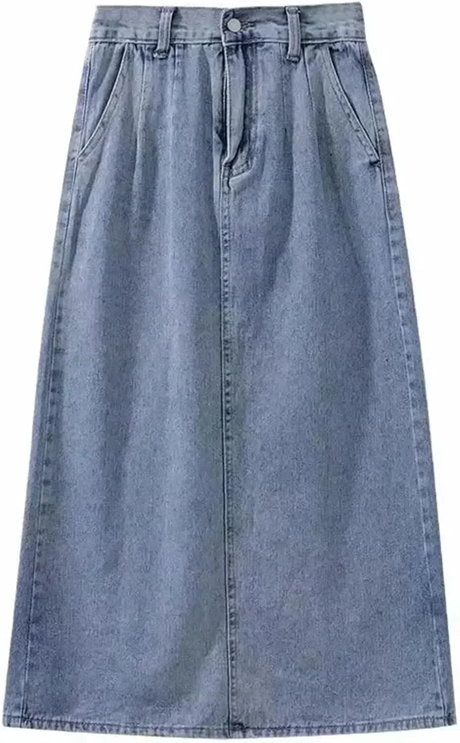 Women's High-Waisted Slimming Denim Skirt  Casual Side Slit Medium-Length Vintage A-Line Skirt Summer Dress