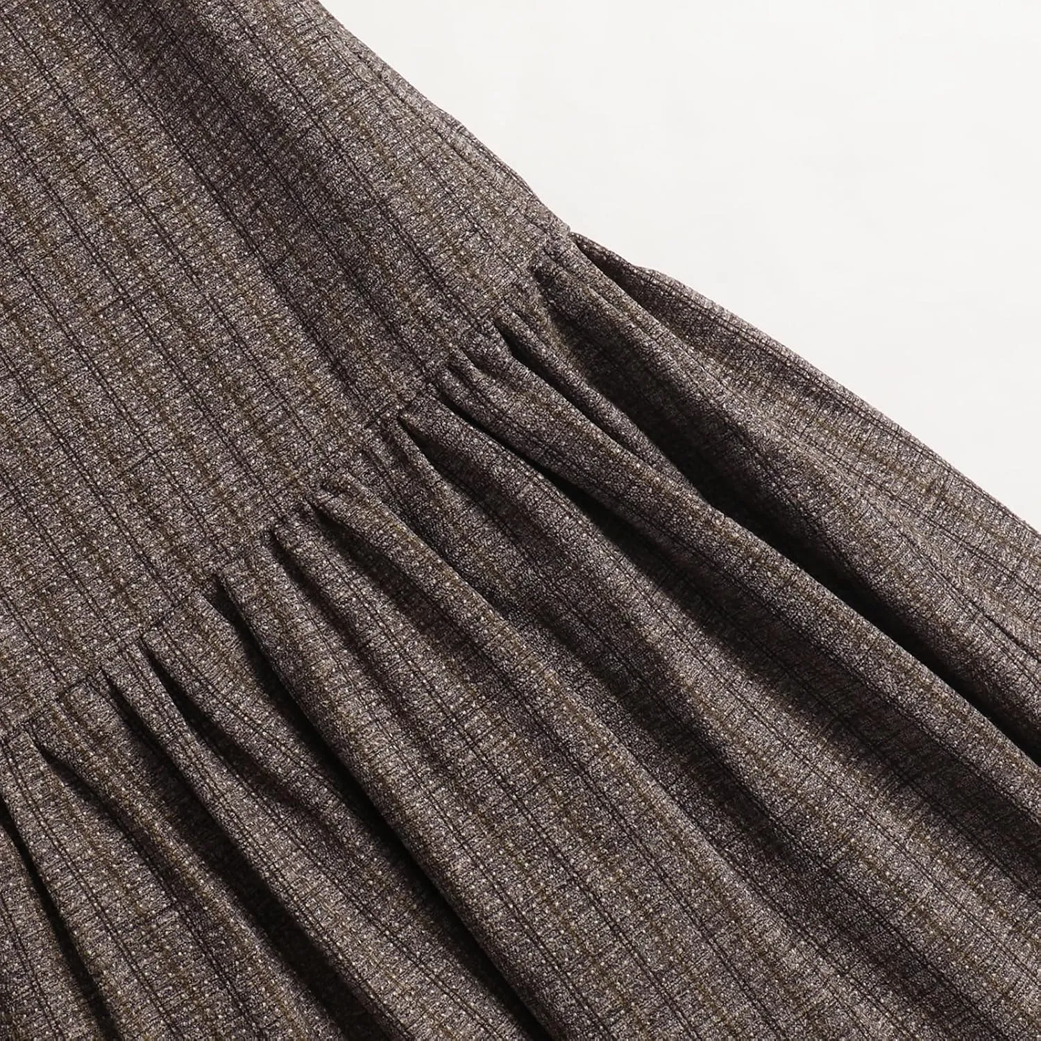 Women's High-Waisted Striped Skirt Elasticated Waist Autumn/Winter Hemline Pleated MIDI Skirt with Side Pockets
