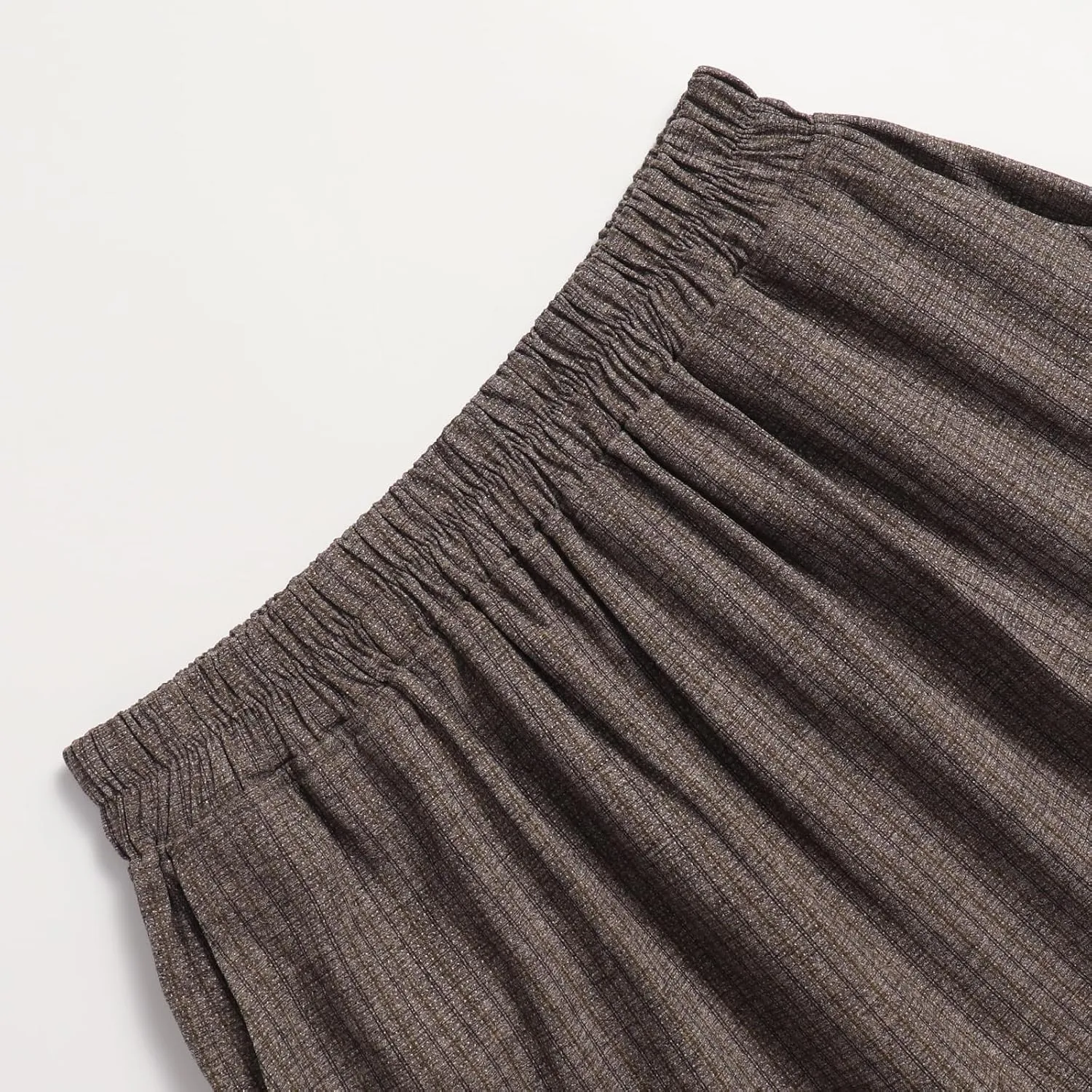Women's High-Waisted Striped Skirt Elasticated Waist Autumn/Winter Hemline Pleated MIDI Skirt with Side Pockets