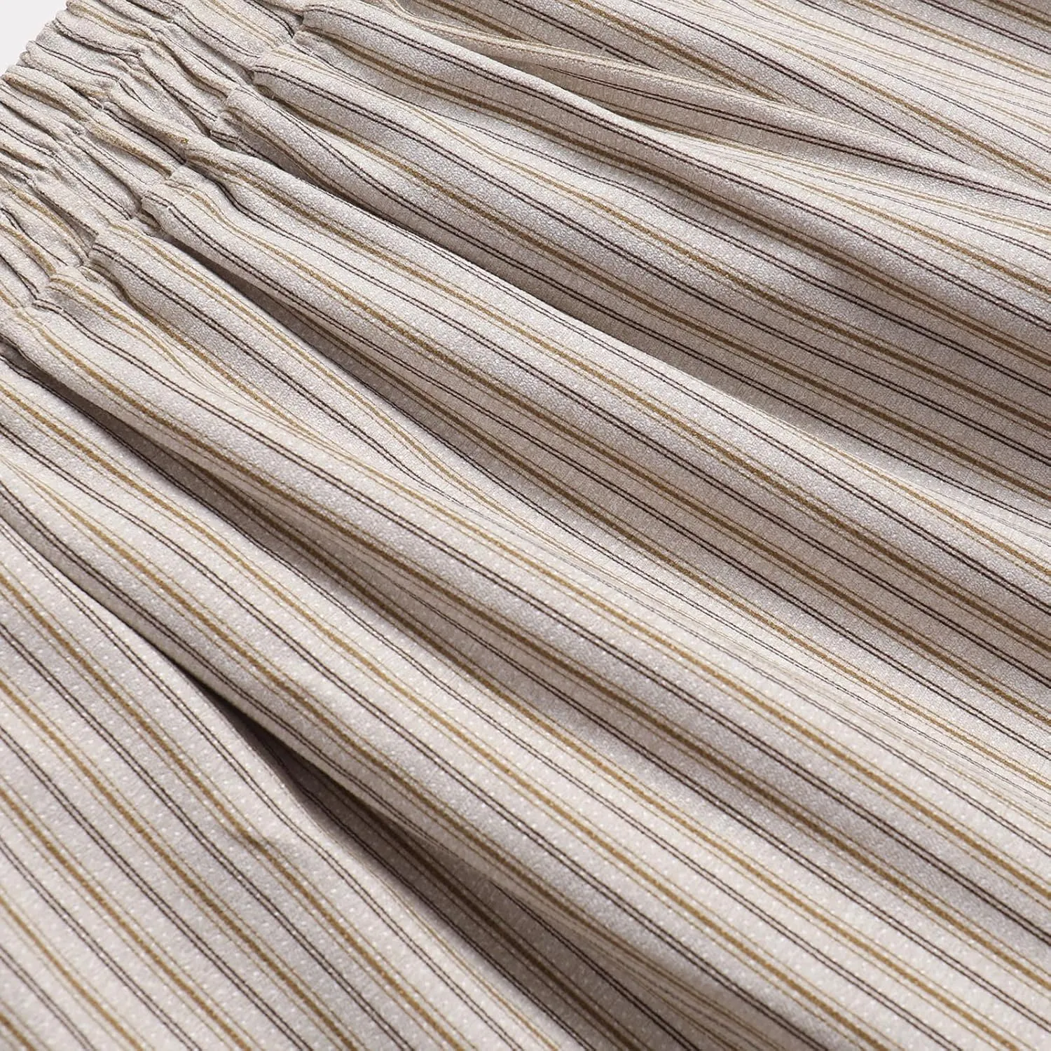 Women's High-Waisted Striped Skirt Elasticated Waist Autumn/Winter Hemline Pleated MIDI Skirt with Side Pockets