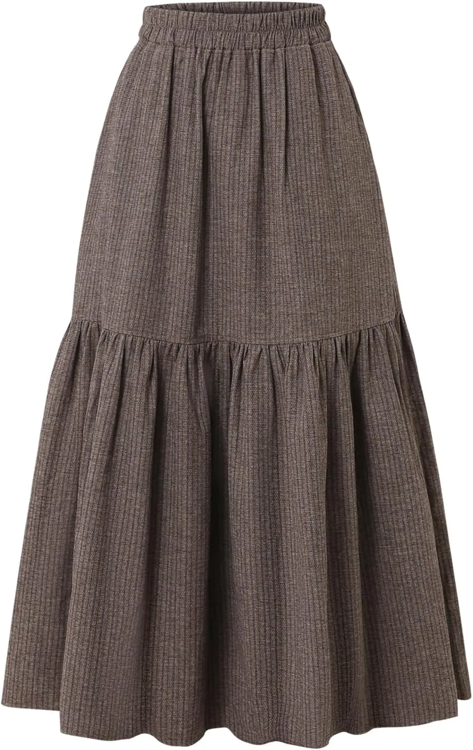Women's High-Waisted Striped Skirt Elasticated Waist Autumn/Winter Hemline Pleated MIDI Skirt with Side Pockets