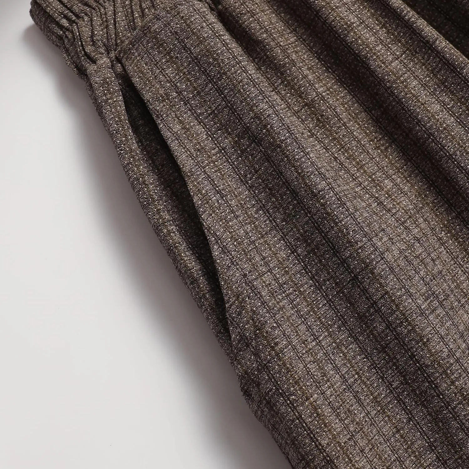 Women's High-Waisted Striped Skirt Elasticated Waist Autumn/Winter Hemline Pleated MIDI Skirt with Side Pockets