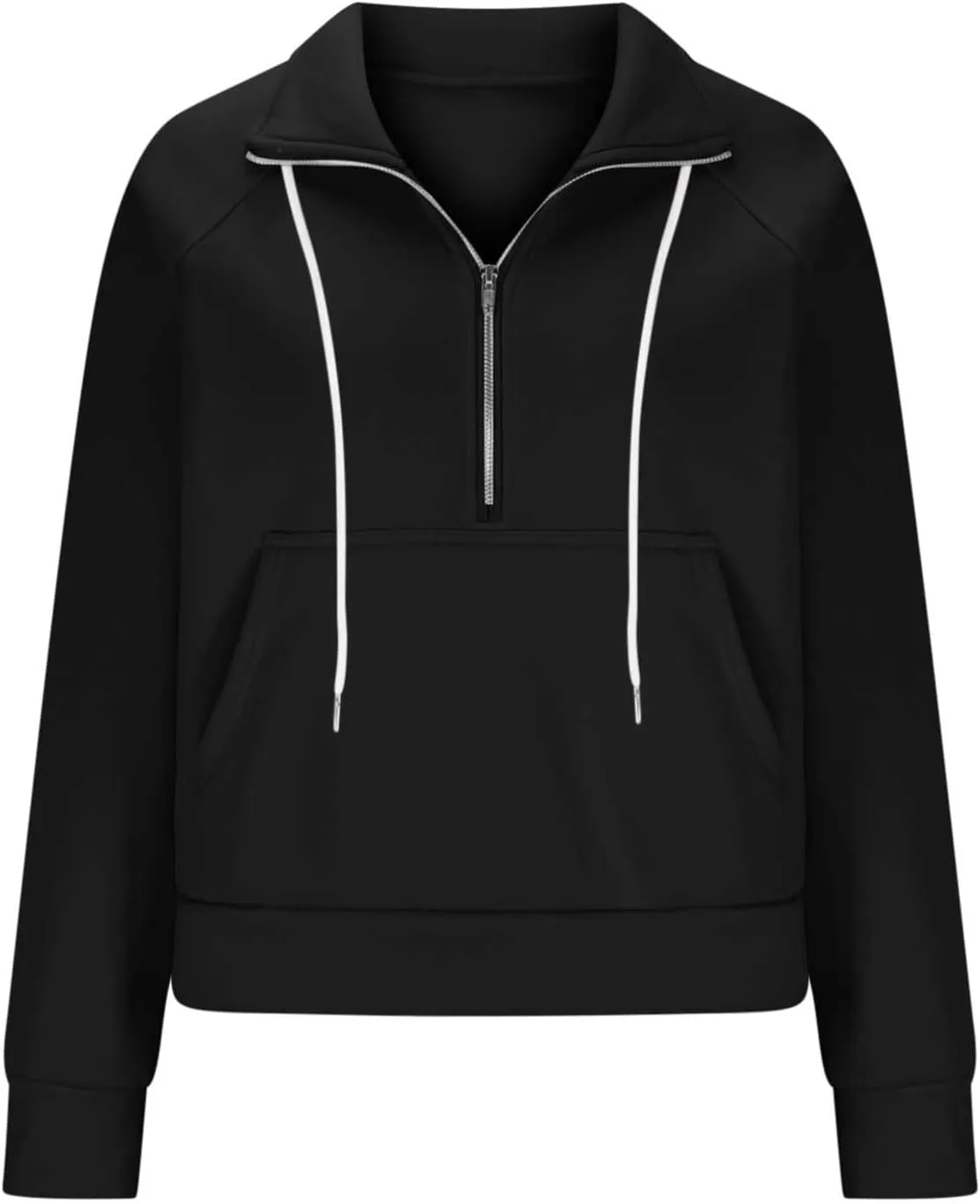 Womens Hoodies 1/2 Zipper Sweatshirts Long Sleeve Crop Tops Fleece Lined Collar Pullover Sweater Thumb Hole Shirts