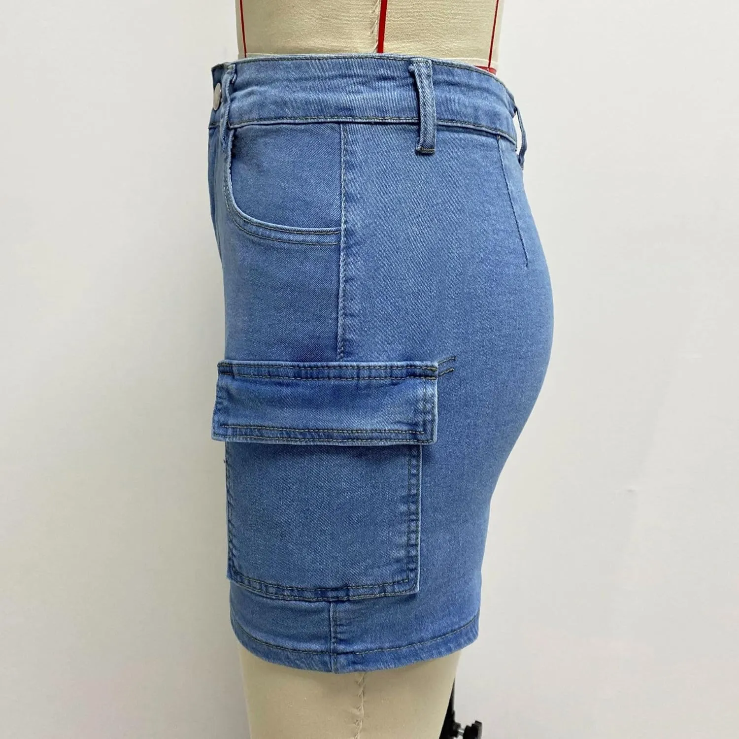 Women's Jean Skirts High Waist Split Denim Skirt Fashion Bodycon Skirt with Pocket Summer Skirt
