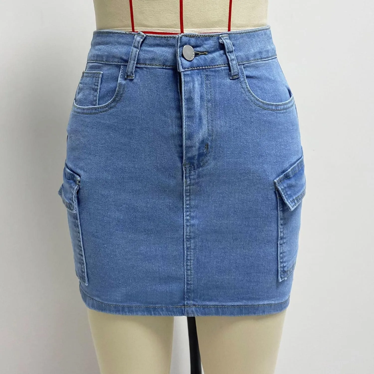 Women's Jean Skirts High Waist Split Denim Skirt Fashion Bodycon Skirt with Pocket Summer Skirt