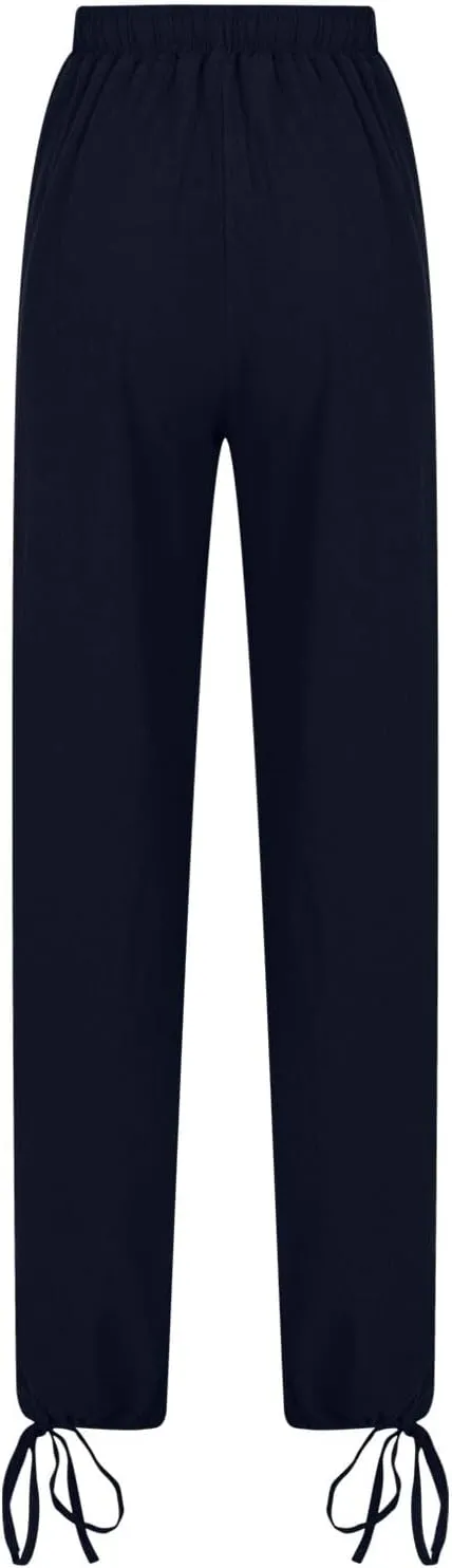 Women's Linen Palazzo Pants Drawstring Summer Wide Leg High Waist Casual Lounge Pant 2025 Beach Vacation Trousers