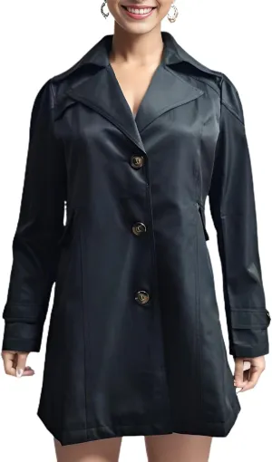 Women's Long Rain Jacket Single Breasted Fall Work Casual Spring Long Sleeve Dressy Button Up Slim Fit Trench Coat