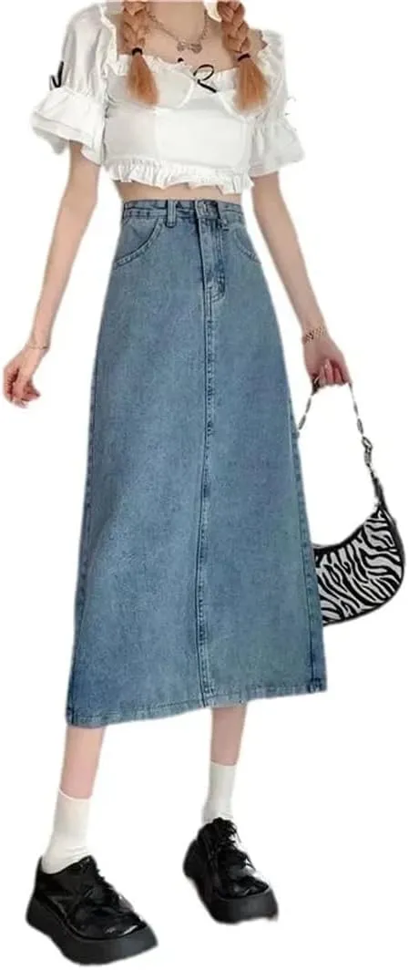 Women's Medium-Length High-Waisted Slimming Skirt Vintage Fashion Spring Autumn A- Line Skirt