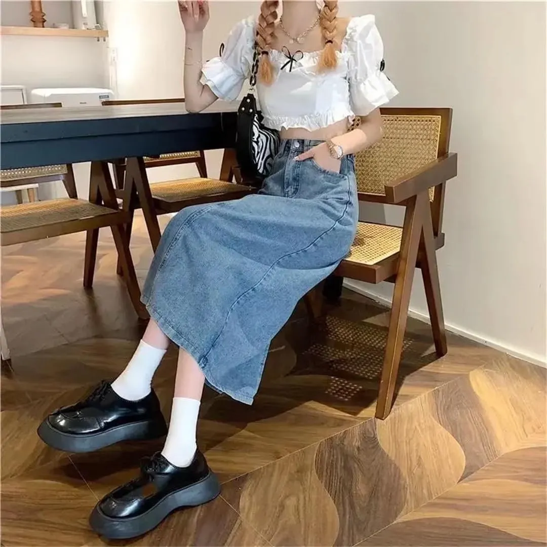 Women's Medium-Length High-Waisted Slimming Skirt Vintage Fashion Spring Autumn A- Line Skirt
