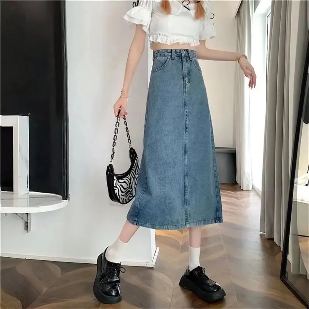 Women's Medium-Length High-Waisted Slimming Skirt Vintage Fashion Spring Autumn A- Line Skirt