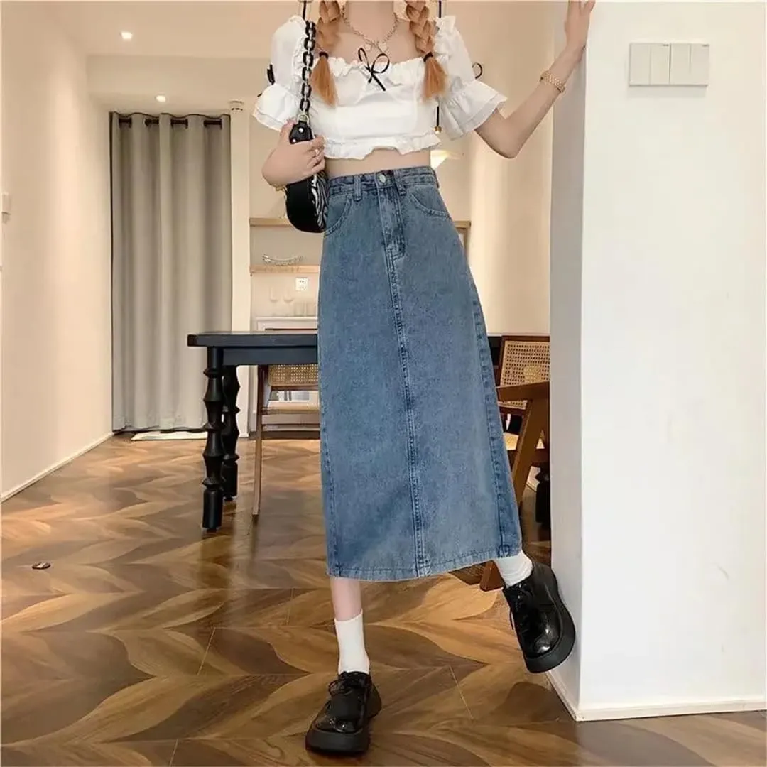 Women's Medium-Length High-Waisted Slimming Skirt Vintage Fashion Spring Autumn A- Line Skirt