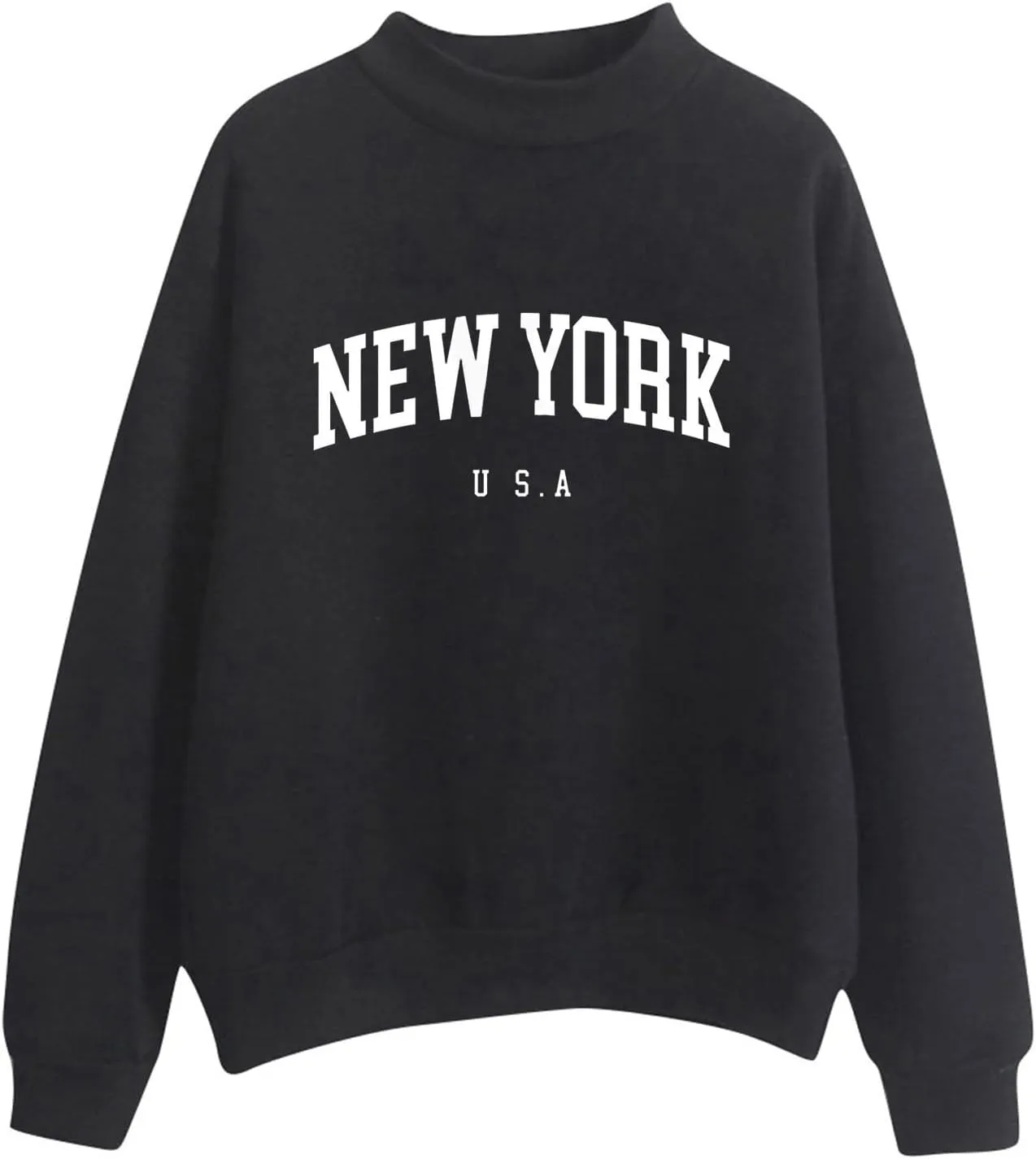 Womens New York Sweatshirt Round Neck Letter Graphic Cute Sweatshirt Oversized Casual Hoodie Teen Girls Fall Y2K Clothes